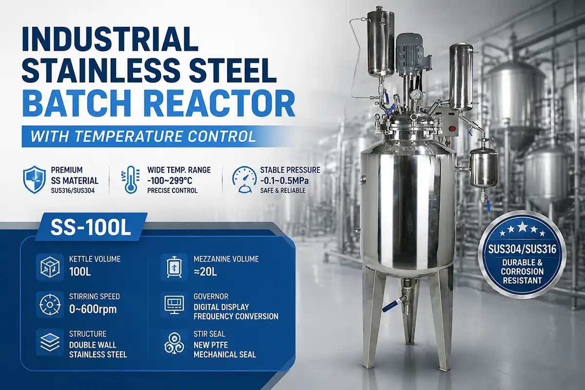 Industrial Stainless Steel Batch Reactor with Temperature Control