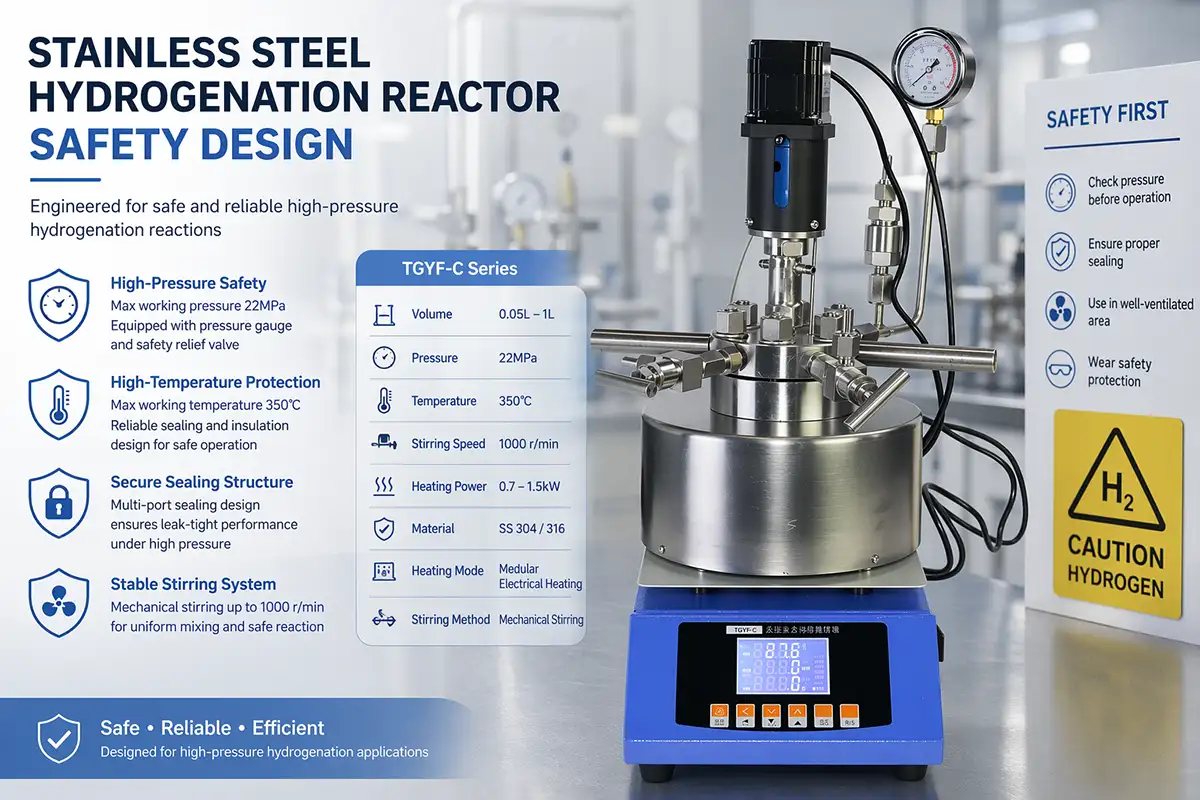 Stainless steel hydrogenation reactor safety design undefined