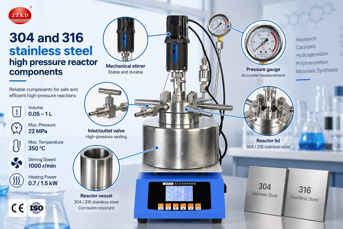 304 and 316 stainless steel high pressure reactor components