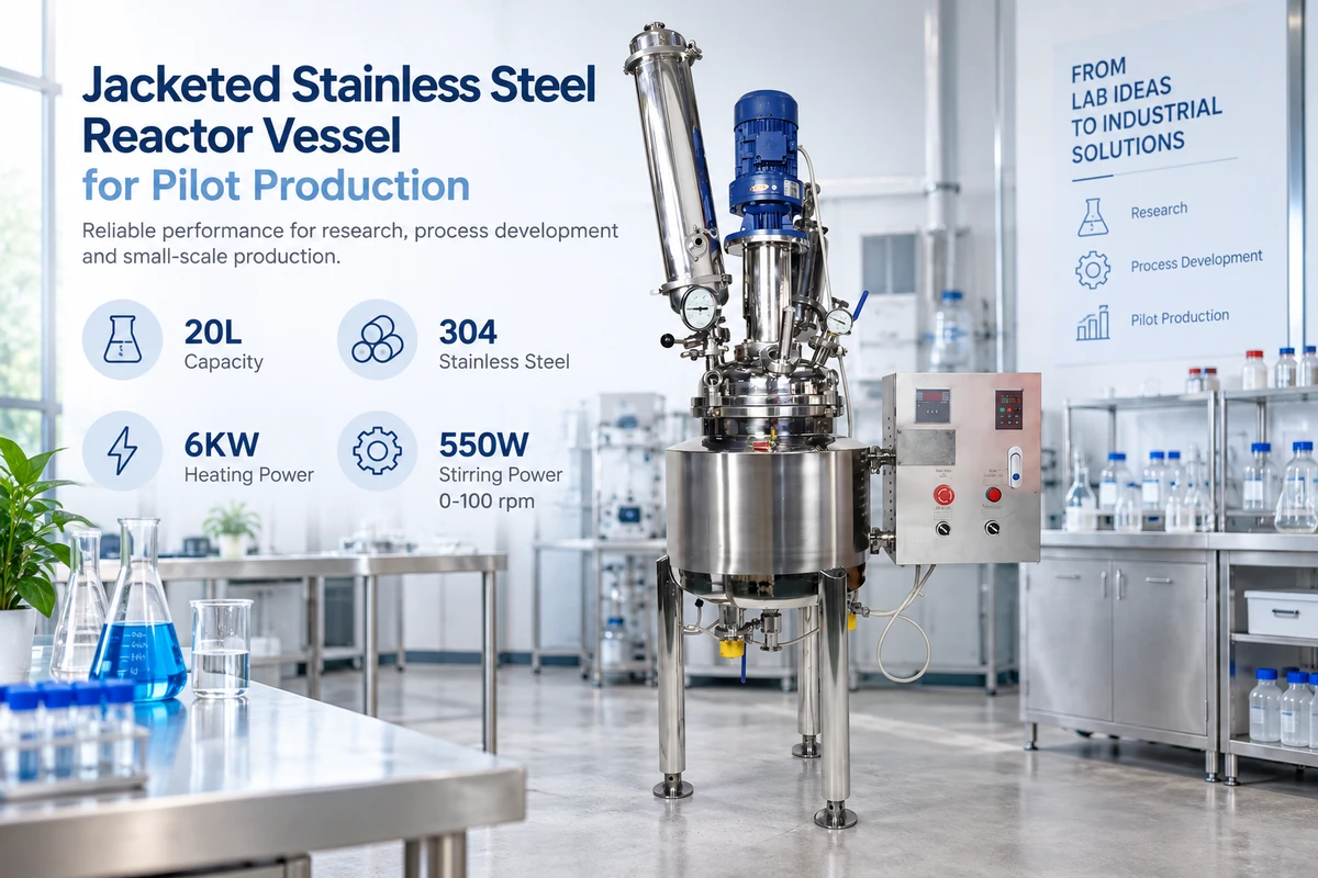 jacketed stainless steel reactor vessel for pilot production