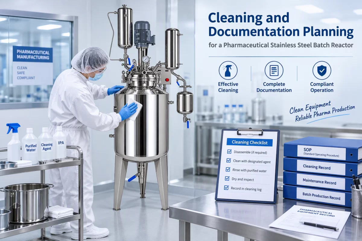 Cleaning access and equipment delivery requirements Cleaning and documentation planning for a pharmaceutical stainless steel batch reactor